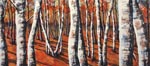 landscape, forest, woods, trees, birch, aspen, autumn, fall, original watercolor painting, gabetta