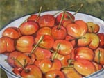 still life, cherries, bowl, light, original watercolor painting, gabetta