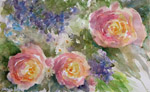 still life, flowers, bouquet, rose, wysteria, color, plant, original watercolor painting, gabetta