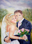 portrait, portraiture, couple, bride, groom, wedding, light, original watercolor painting, gabetta